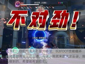 嘿，兄弟们，你们知道吗？在网游里，玩好DOT技能循环，简直就是提高输出的王道。今天，我就来跟大家聊聊，我是怎么做到的，希望能帮到你们。
