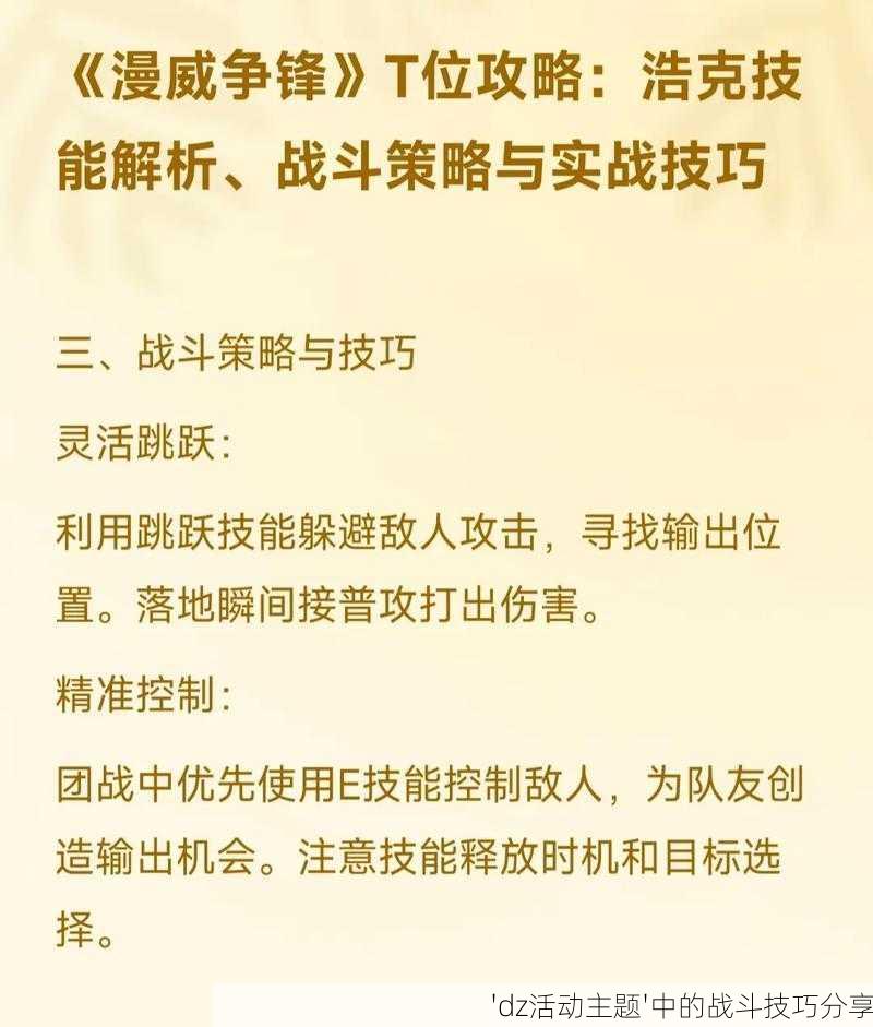 'dz活动主题'中的战斗技巧分享