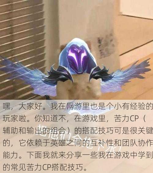 嘿,大家好。我在网游里也是个小有经验的玩家啦。你知道不,在游戏里,苦力CP(辅助和输出的组合)的搭配技巧可是很关键的,它依赖于英雄之间的互补性和团队协作能力。下面我就来分享一些我在游戏中学到的常见苦力CP搭配技巧。